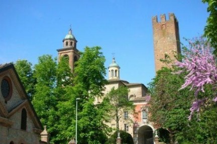 building and trees