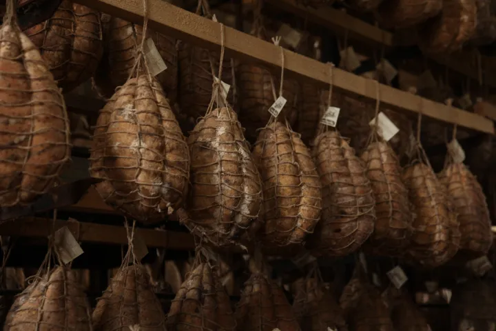 rows of parma hams