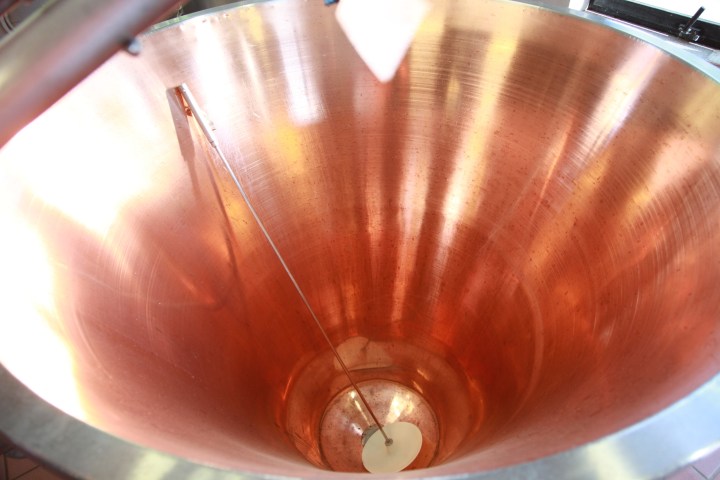 a close up of a metal pan on a table